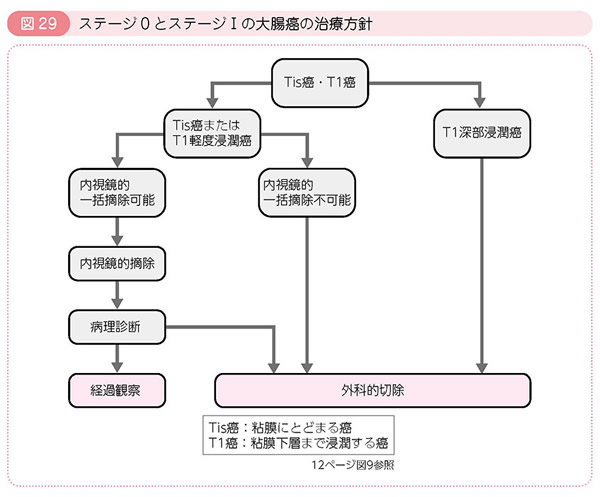 図29 ステージ0とステージIIの大腸癌の治療方針