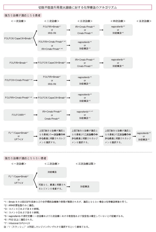 切除不能進行再発大腸癌に対する化学療法のアルゴリズム