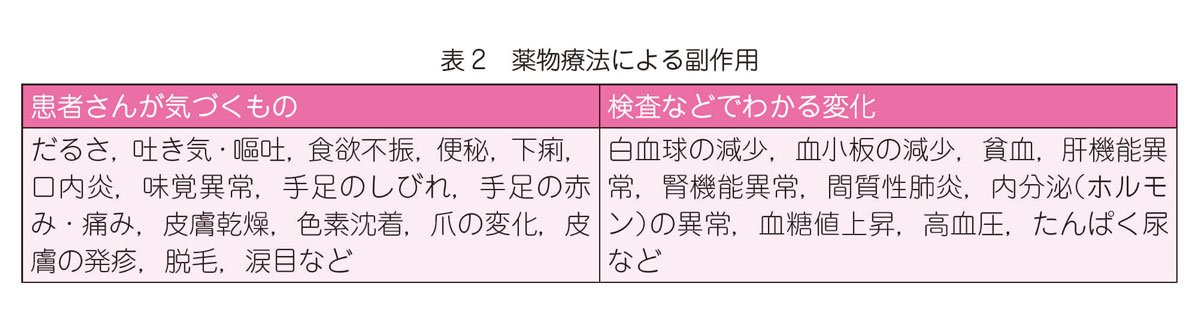 表2　薬物療法による副作用