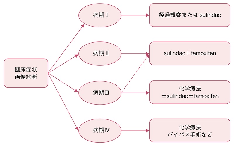 図15 腹腔内デスモイド腫瘍の病期分類と治療方針